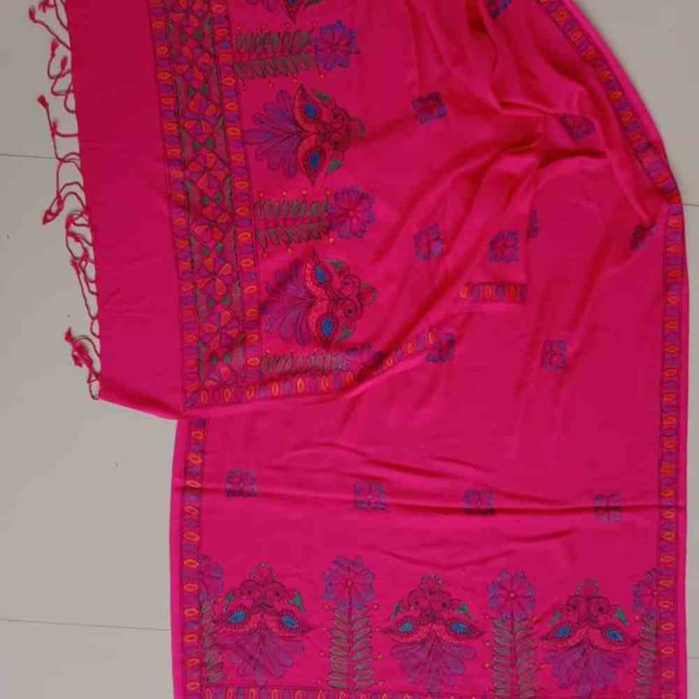 Tussar Saree with Madhubani Bride, Doli, and Kaahar Painting